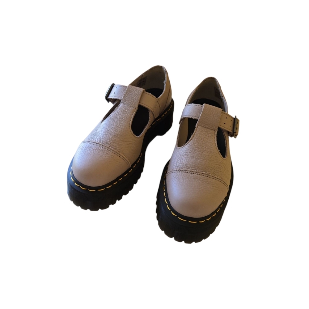 Dr Martens Bethan Pisa Leather Chunky Platform Mary Janes Vintage Taupe Size 8 - Picture 5 of 15